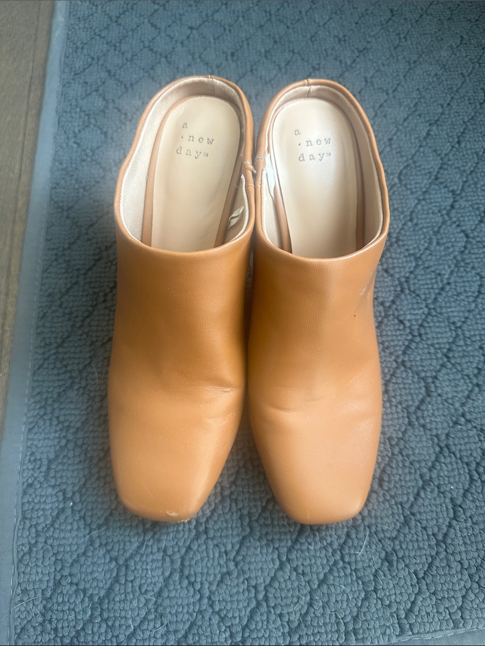 a new day Cognac Square-Toe Mule Heels